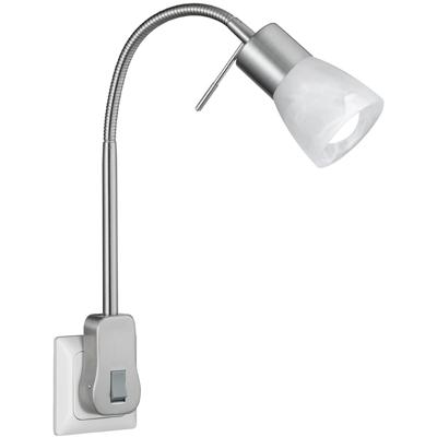 Stekkerlamp met Schakelaar - E14 Fitting - Energiezuinig 6W - Warm Wit 3000K - Mat Nikkel - Aluminium