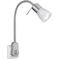 Stekkerlamp met Schakelaar - E14 Fitting - Energiezuinig 6W - Warm Wit 3000K - Mat Nikkel - Aluminium - thumbnail