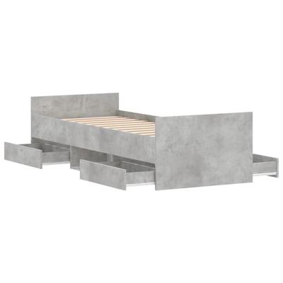 Bedframe met hoofd- en voeteneinde betongrijs 75x190 cm