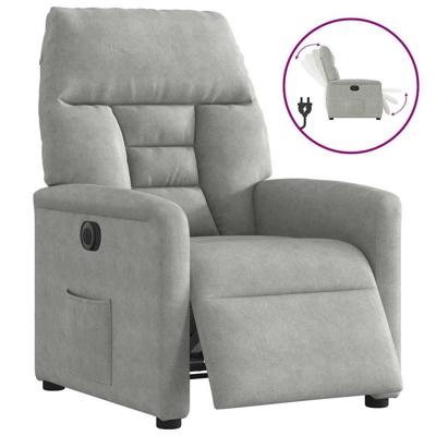Fauteuil verstelbaar elektrisch microvezelstof lichtgrijs