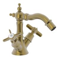 Bidetmengkraan Tres Clasic 2 Kruisgreep Klassiek Verouderd Messing Mat Tres - thumbnail