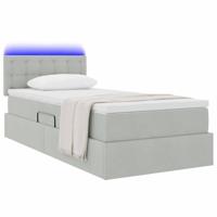 Opbergbed met LED met matras Lichtgrijs 90 x 190 cm Fluweel - thumbnail
