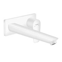 Wastafelmengkraan Talis E HansGrohe Afdekset Uitloop 22.5 cm en Afvoerplug Mat Wit - thumbnail