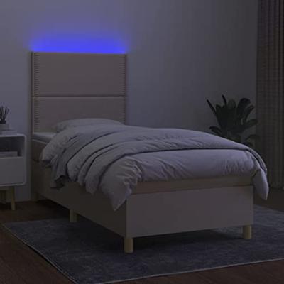 Boxspring met matras en LED stof crèmekleurig 100x200 cm