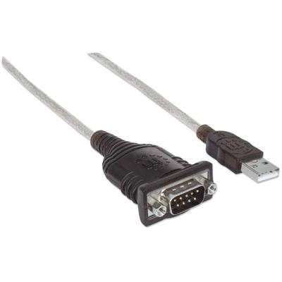 Manhattan Aansluitkabel USB 1.1, Serieel [1x USB 1.1 stekker A - 1x D-sub stekker 9-polig] 0.45 m Zilver-zwart