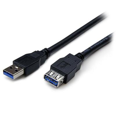 StarTech.com 2 m USB 3.0 verlengkabel, USB 3 type A naar A 2 meter verlengkabel, stekker/bus, zwart
