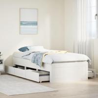 Bedframe zonder matras met lades grenenhout wit 75x190 cm - thumbnail