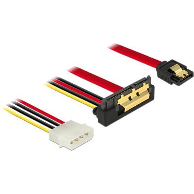 DeLOCK sata 7 pin + molex 4 pin power plug > sata 22 pin haaks adapter (zwart/rood)