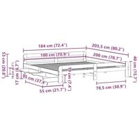 Bedframe zonder matras massief grenenhout wit 180x200 cm - thumbnail
