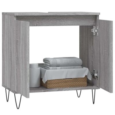 Badkamerkast 58x33x60 cm bewerkt hout grijs sonoma eikenkleurig - thumbnail