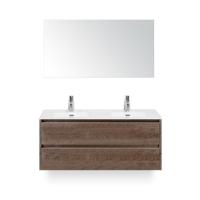 Dante Badmeubelset 120 cm - 4 laden Tabacco - Keramische Wastafel Wit Cover - met Spiegel - thumbnail
