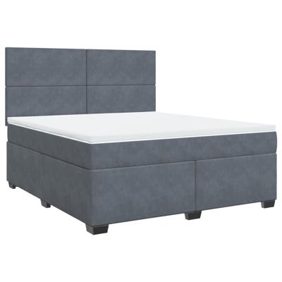 Boxspring met matras fluweel donkergrijs 160x200 cm
