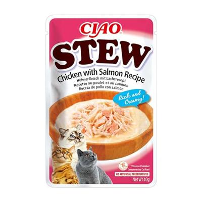 INABA Ciao Stew Chicken & Salmon - Kattensnoepje - 40g