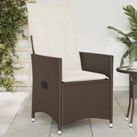 Tuinstoel verstelbaar met kussens poly rattan bruin - thumbnail