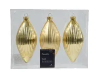 Olijf glas d6h13 cm licht goud 3st kerst Decoris - Decoris - thumbnail