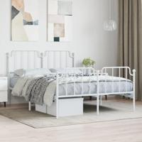 Bedframe met hoofd- en voeteneinde metaal wit 140x200 cm - thumbnail