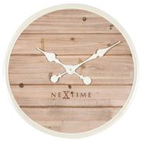 NeXtime klok 3134wi plank, ø50 cm, wall, white - thumbnail