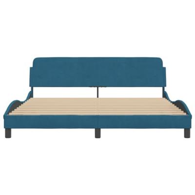 Bedframe met hoofdeinde fluweel blauw 180x200 cm