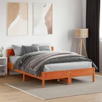 Bedframe met hoofdbord massief grenenhout wasbruin 120x190 cm - thumbnail