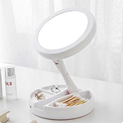 2 stk opvouwbare LED licht make-up spiegel 10 X Vergrootglas compacte Pocket kapspiegel cosmetische Hand