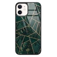 iPhone 12 glazen hardcase - Abstract groen - thumbnail
