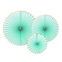 Decoratieve Rozetten Mint Met Gouden Rand (3st) - thumbnail