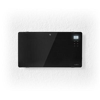 Nedis htpl20fbk glazen paneel convectorkachel thermostaat lcd-scherm 2 warmtestanden staand / wandmontage 2000 w zwart