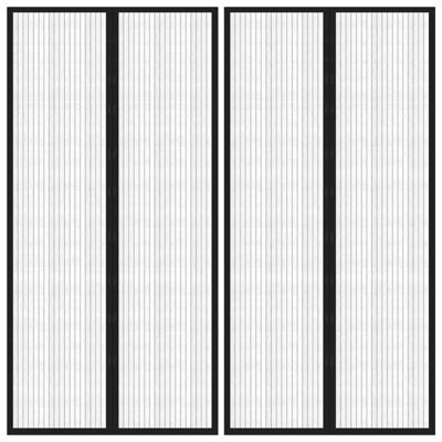 Insectendeurgordijnen 2 st magnetisch 220x100 cm zwart