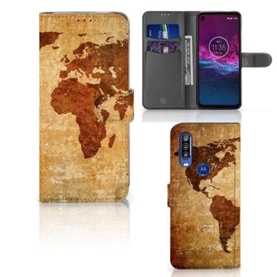 Motorola One Action | Flip Cover | Wereldkaart Motorola One Action | Flip Cover | Wereldkaart