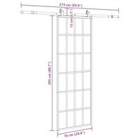 VidaXL Schuifdeur met beslagset 76x205 cm esg glas zwart - thumbnail