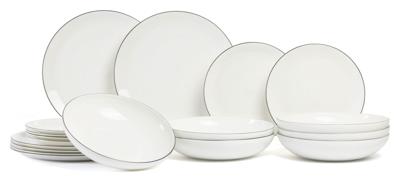 ASA Selection Serviesset A Table Ligne Noire - 18-delig / 6 personen - 6 dinerborden, 6 ontbijtborden en 6 pasta-/soepborden