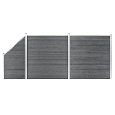 Schuttingset 2 vierkant en 1 schuin 446x186 cm HKC grijs