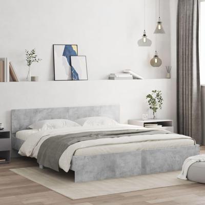 Bedframe met hoofdeinde betongrijs 200x200 cm