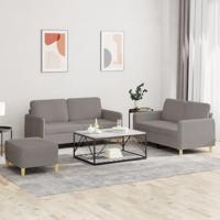 3-delige Loungeset met kussens stof taupe - thumbnail