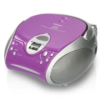 Lenco SCD-24 Radio CD-speler SCD-24 draagbare stereo FM-radio met CD-speler en telescopische antenne, Paars