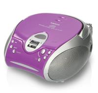 Lenco SCD-24 Radio CD-speler SCD-24 draagbare stereo FM-radio met CD-speler en telescopische antenne, Paars - thumbnail