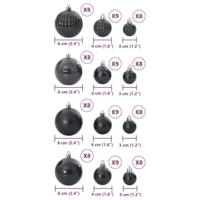 VidaXL Kerstballen 100 st ø3/4/6 cm zwart - thumbnail