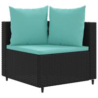 10-delige Loungeset met kussens poly rattan zwart - thumbnail