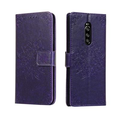 Voor Sony Xperia 1 & XZ4 reliëf Caleidoscoop bloem horizontale Flip lederen draagtas met houder & kaartsleuven & portemonnee (paars)