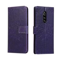 Voor Sony Xperia 1 & XZ4 reliëf Caleidoscoop bloem horizontale Flip lederen draagtas met houder & kaartsleuven & portemonnee (paars) - thumbnail