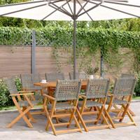 Tuinstoelen 8 st inklapbaar poly rattan en massief hout grijs - thumbnail