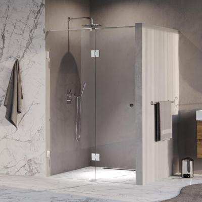 BRAUER Void Carving nisdeur 2-delig helder glas 130x200 omkeerbaar met draaideur 60 aan glas incl. glascoating chroom