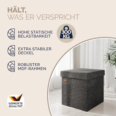 Opvouwbare poef met opslag donkergrijs Opvouwbare poef met opslag donkergrijs