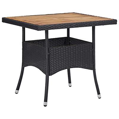 Tuintafel poly rattan en massief acaciahout zwart Tuintafel poly rattan en massief acaciahout zwart