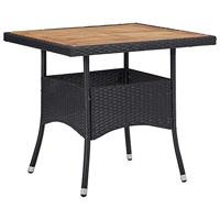 Tuintafel poly rattan en massief acaciahout zwart - thumbnail