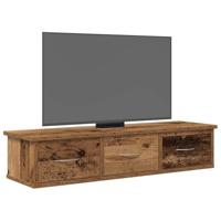 Wandkast 88x26x18,5 cm bewerkt hout oud houtkleurig - thumbnail
