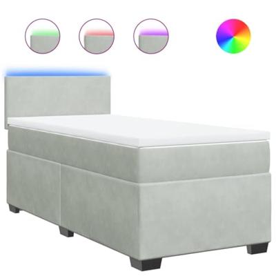 Boxspring met matras fluweel lichtgrijs 100x200 cm
