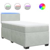 Boxspring met matras fluweel lichtgrijs 100x200 cm - thumbnail