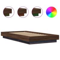 Bedframe met LED-verlichting bruin eikenkleurig 75x190 cm - thumbnail