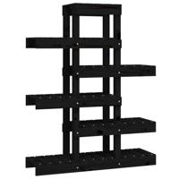 VidaXL Plantenstandaard 85x25x109,5 cm massief grenenhout zwart - thumbnail